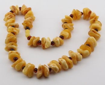 Handmade Baltic Amber Necklace with Butterscotch Chips and Cognac Beads
