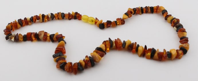 Handmade Baltic Amber Necklace – Multicolor Chip Beads – 9.5"
