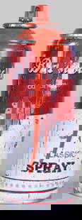 Mr. Brainwash "Campbell's Soup" Red Spray Can (2013) – Limited Edition: This striking 2013 limited edition spray can artwork by Mr. Brainwash, titled "Campbell's Soup - Classic Spray," channels pop culture iconography with street art energy. Measuring 7.25 x 2.5 inches, t