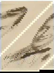 Johnny Long Signed Publicity Photograph (7" x 5"): Original vintage 7 x 5 inch publicity photograph of big band leader Johnny Long, personally inscribed and signed "Best of Luck, Johnny Long" in bold black ink. Known for his smooth style and swing hit
