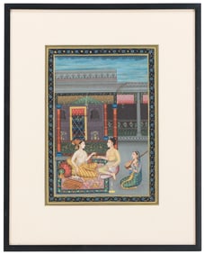 Antique Indian Miniature Painting – Courtesans with Musician