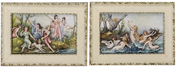 Pair of European Porcelain Plaques with Mythological Scenes, Late 18th Century