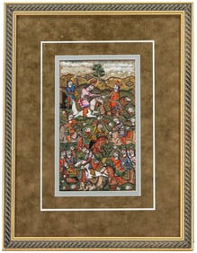Persian Miniature Battle Scene, Attributed to Reza Abbasi