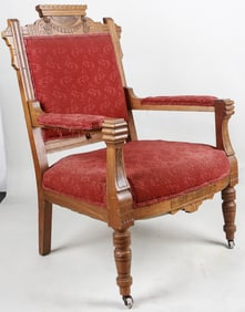 Antique Victorian Armchair with Carved Frame – Warner Brothers Studios Prop