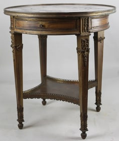 Louis XVI Style Circular Side Table with Granite Top – Revue & Universal Studios Provenance