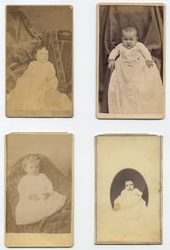 Lot of 4 Antique Baby Portrait CDVs – 1870s-1880s Studio Photographs