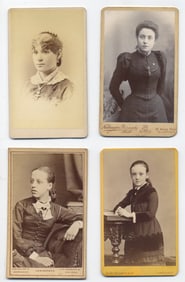 Lot of 4 Antique CDVs – Young Women Portraits from U.S. & U.K. Studios