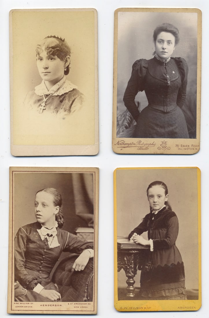 Lot of 4 Antique CDVs – Young Women Portraits from U.S. & U.K. Studios (1 of 2)