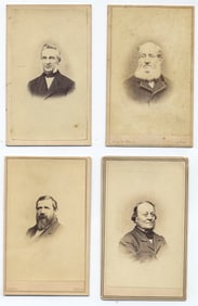 Lot of 4 Antique CDVs – Bearded Gentlemen Portraits from U.S. & U.K. Studios