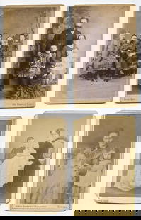 Lot of 4 Antique CDVs – 19th-Century Family Portraits from U.S., U.K., France & Germany: This lot includes four original Carte de Visite (CDV) family portraits from the late 19th century, each measuring approximately 4.25" x 2.5". The images capture multi-generational families and mothers