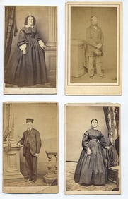 Lot of 4 Antique CDVs – Full-Length Victorian Portraits, U.S. & U.K. Studios