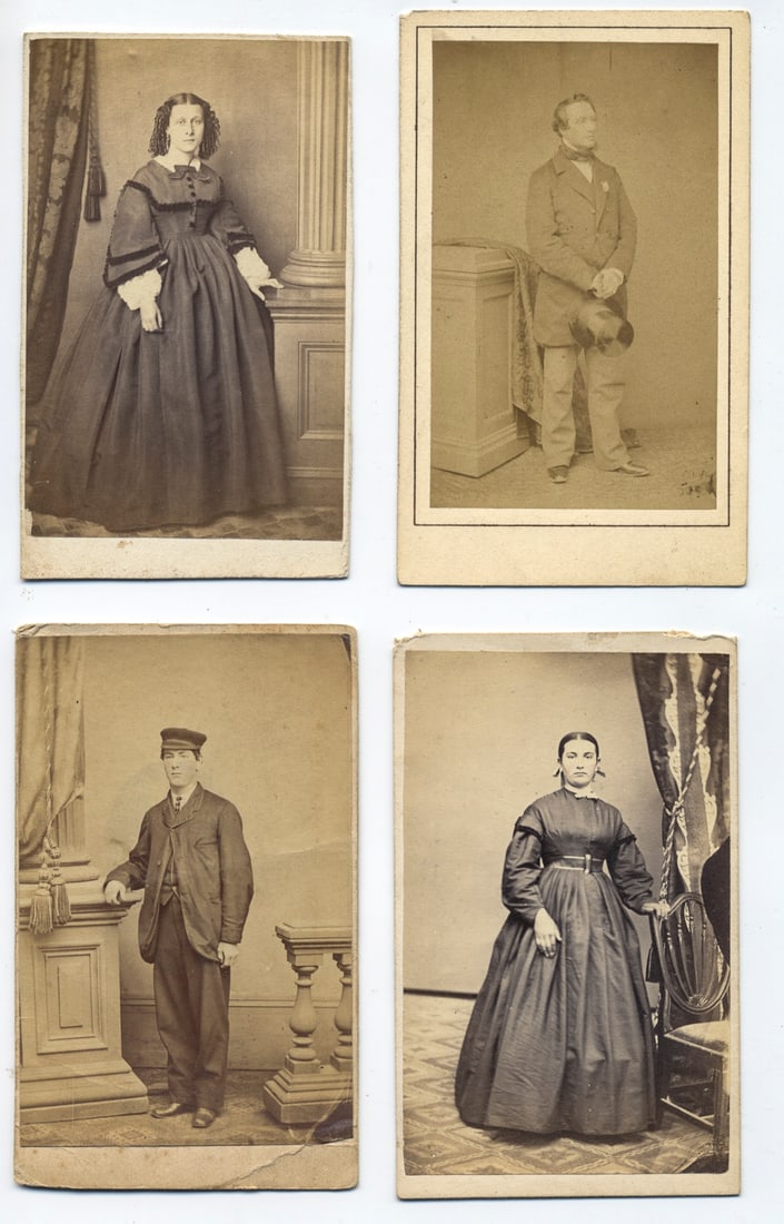 Lot of 4 Antique CDVs – Full-Length Victorian Portraits, U.S. & U.K. Studios (1 of 2)