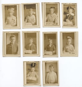 Lot of 10 Antique School Portrait Photographs with Names, 1920s