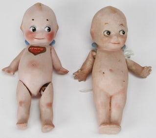 Pair of German Bisque Porcelain Kewpie Dolls by Rose O'Neill