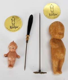 Kewpie Hatpin Holder, Soap Figure & Miniature Doll – Lot of 5