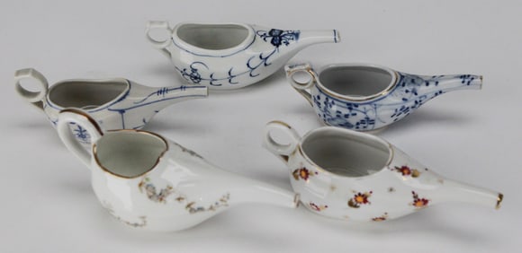 Lot of 5 Vintage German Porcelain Nasal Irrigation Pots