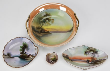 Lot of 4 Noritake Handpainted Porcelain Dishes – Made in Japan