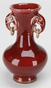 Chinese Oxblood Glazed Porcelain Vase with Elephant Handles