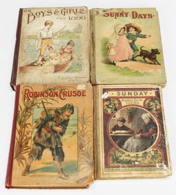 Lot of 4 Antique Children's Books – 19th Century Illustrated Editions