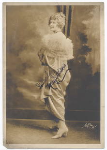 Signed 1920s Photograph of May Allison: Original sepia-toned studio photograph of silent film star May Allison, signed boldly in ink, “Sincerely, May Allison.” This striking 10" x 7" portrait captures the actress in an elegant pose