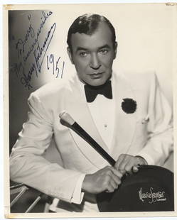 1951 Harry Richman Signed Portrait by Maurice Seymour – Vintage 10x8 Glamour Photo: This elegant 10 x 8-inch black-and-white studio portrait of famed entertainer Harry Richman is boldly inscribed and signed in blue ink, “To Dory – My sincere wishes – Harry Richman 1951.”