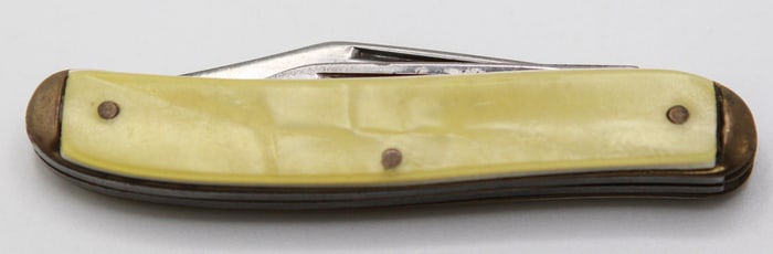 Vintage Colonial USA Two-Blade Pocket Knife with Yellow Celluloid Handle
