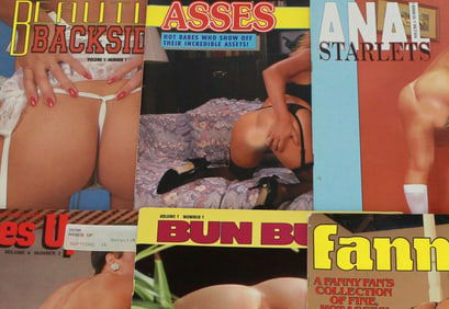 Lot of 10 Vintage "Ass" Porn Magazines, 1980s Softcore