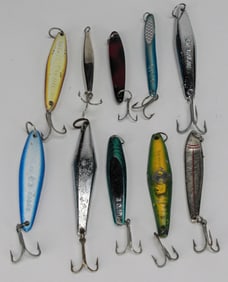 Lot of 10 Miscellaneous Fishing Lures with Hooks – Up to 8" Long