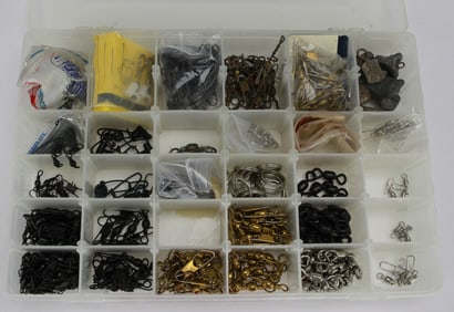 Lot of Fishing Swivels in Compartment Box