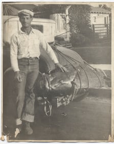 1939 Malibu Pier Fisherman Photograph – 240 lb Jewfish