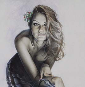 Hajime Sorayama Signed Lithograph – Woman with Whip