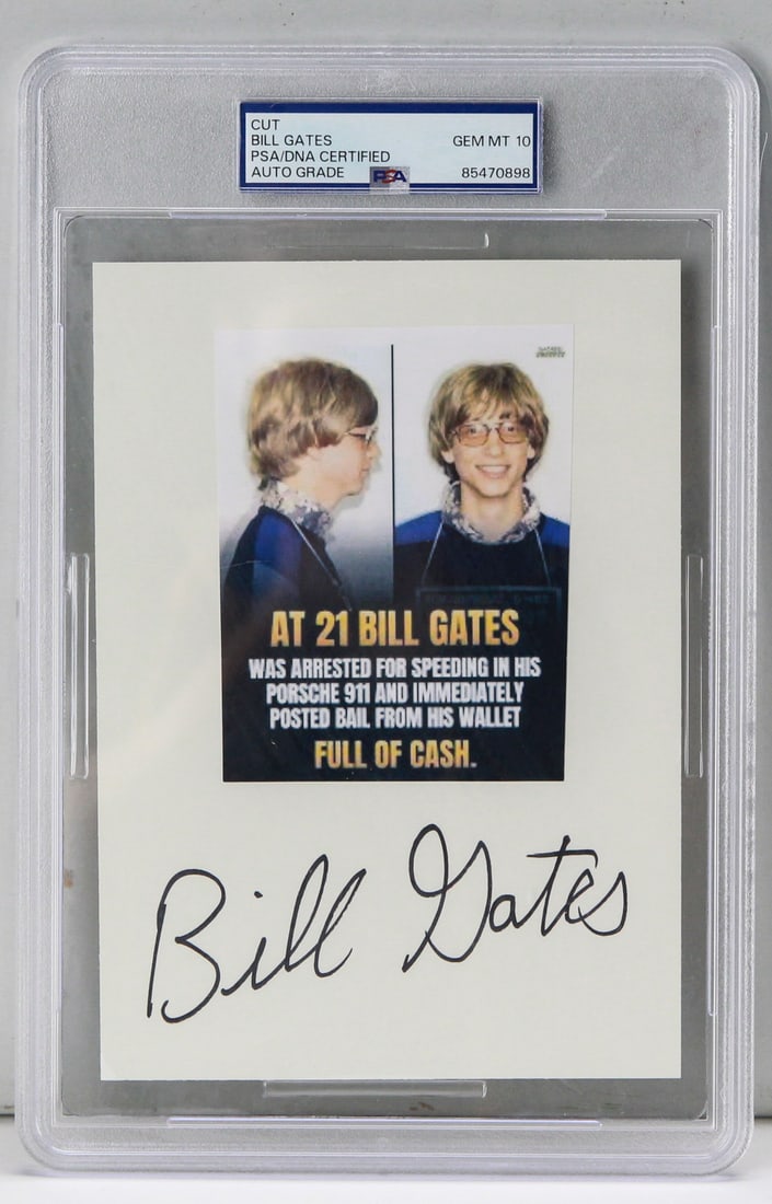 Bill Gates Autograph PSA/DNA GEM MT 10 Encapsulated Cut Signature (1 of 3)