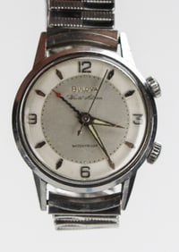 Vintage Bulova Wrist Alarm Stainless Steel Watch