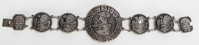 Vintage 800 Silver Inca Motif Bracelet