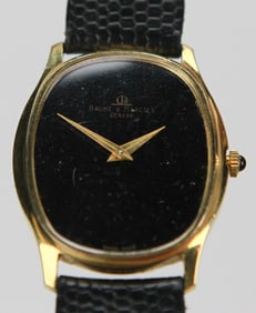 Baume & Mercier Genève 18K Gold Electroplated Black Dial Watch
