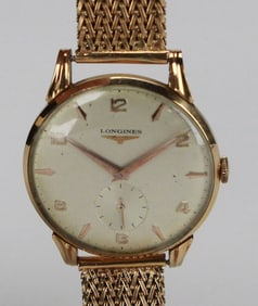Vintage Longines 18K Gold Wristwatch with Mesh Bracelet – 67 Grams