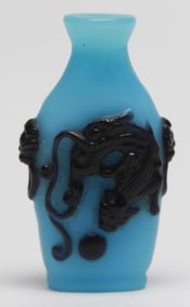 Chinese Overlay Glass Snuff Bottle with Dragon Motif