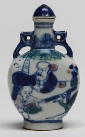 Chinese Porcelain Snuff Bottle with Blue and White Decoration