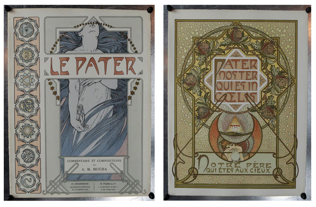 Alphonse Mucha – Le Pater (1899), Complete Set of 23 Plates: Le Pater by Alphonse Mucha, first published in 1899, is widely considered the artist’s masterpiece, merging Art Nouveau design with spiritual and philosophical reflections on the Lord’s Prayer. Th
