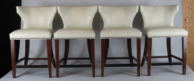 Set of 4 Tilson Bar Stools in Mahogany with Crème Cushion