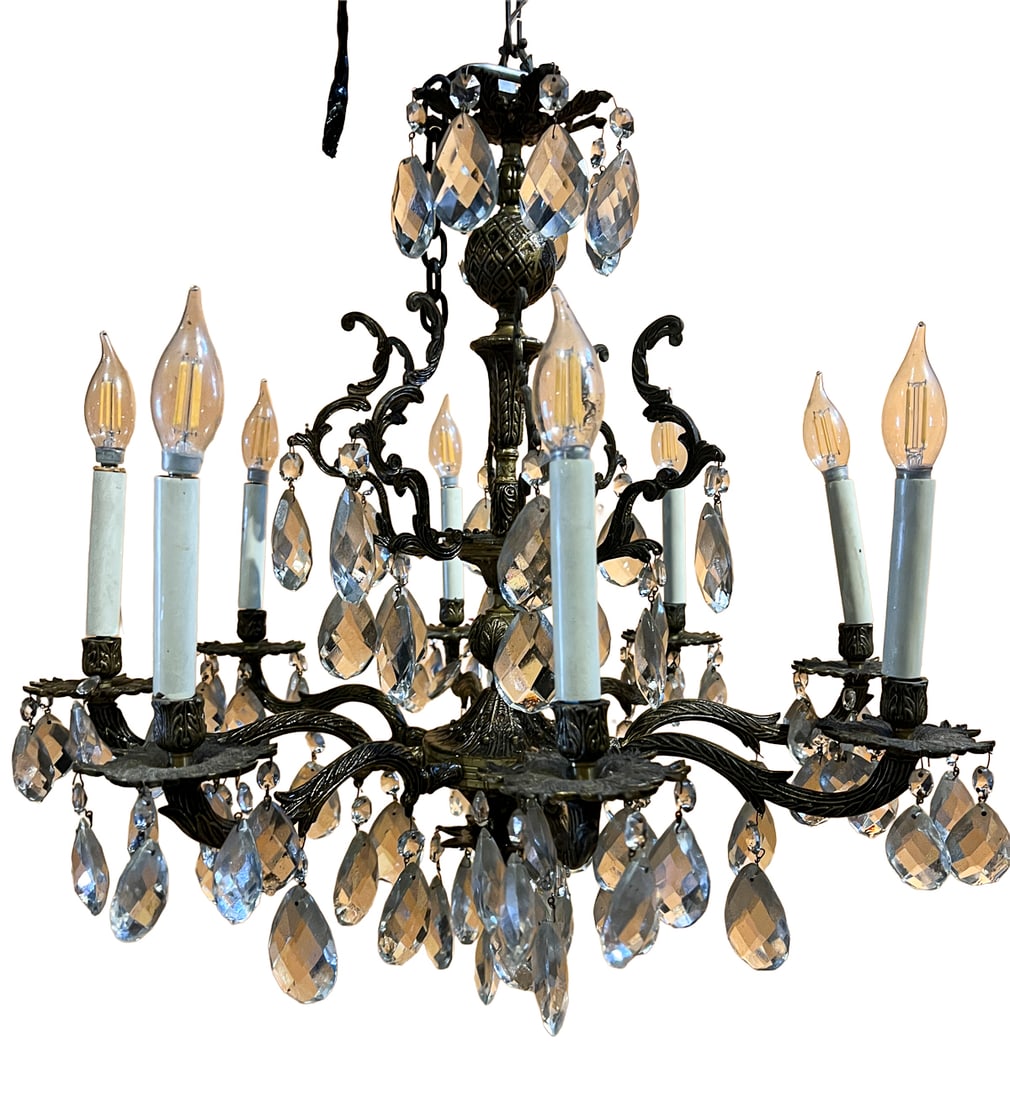 French Eight-Light Crystal Prism Chandelier (1 of 5)