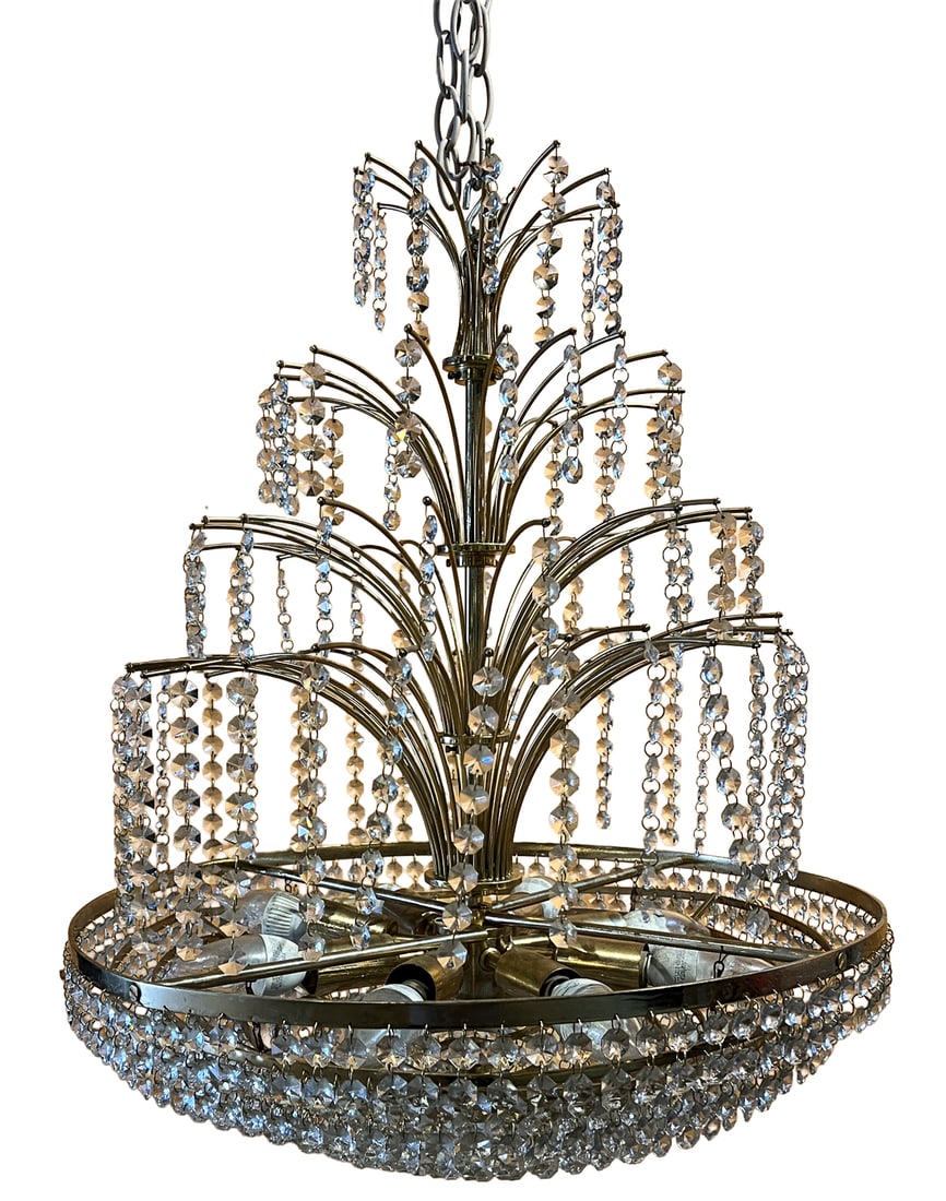 Vintage Waterfall Crystal Basket Chandelier (1 of 5)