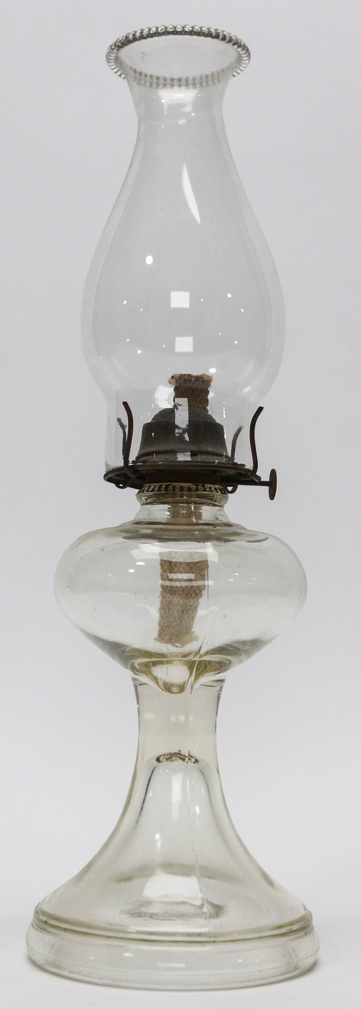 Antique Clear Glass Kerosene Finger Lamp with Original Chimney (1 of 2)