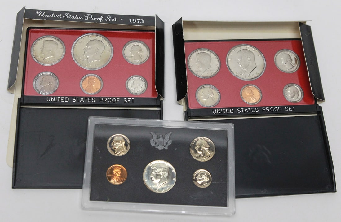 Lot of Three United States Mint Proof Sets 1973, 1974 and 1977 with Original Packaging (1 of 2)