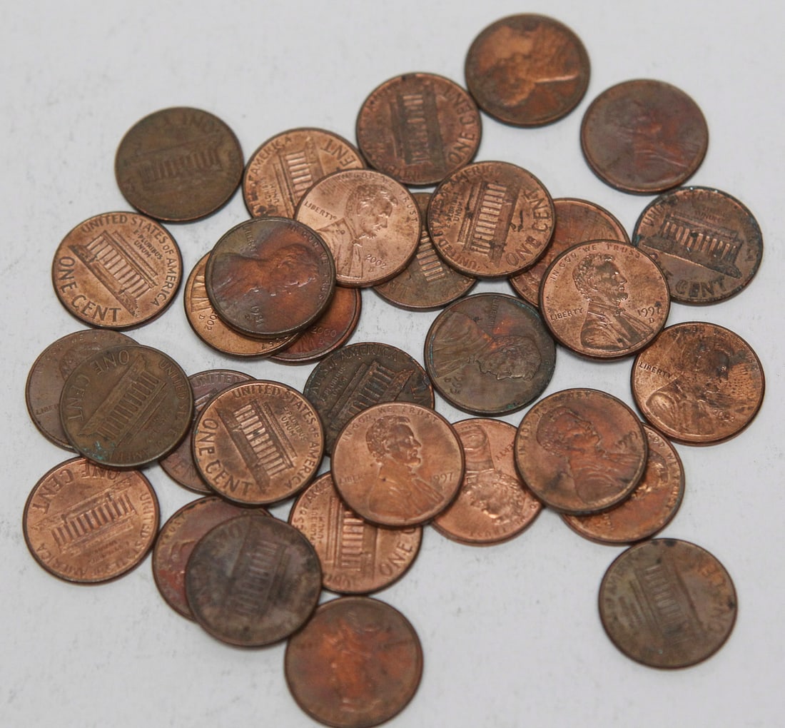 Lot of 35 U.S. Lincoln Cents with Counterstamped Letter Markings (1 of 2)