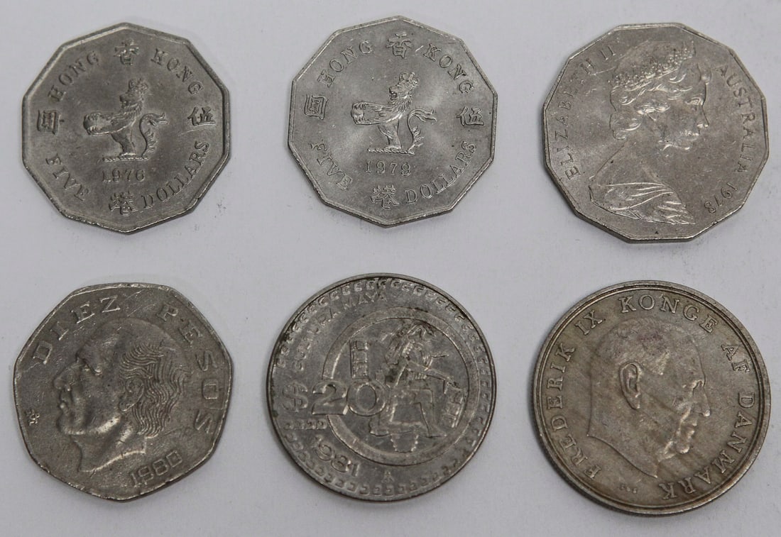 Lot of 6 Assorted World Coins (1 of 2)