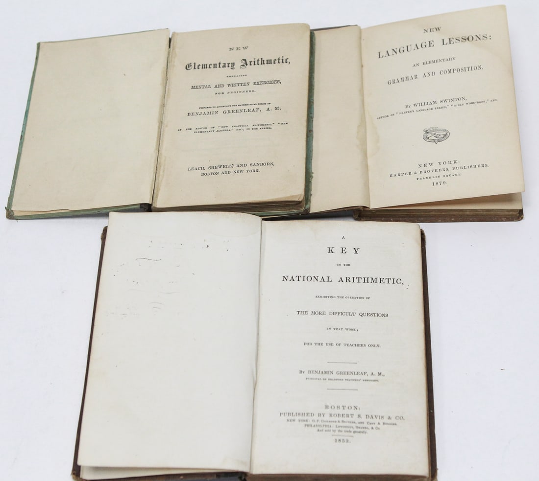 Lot of 3 Antique 19th Century Schoolbooks & Arithmetic Reference Books - 2