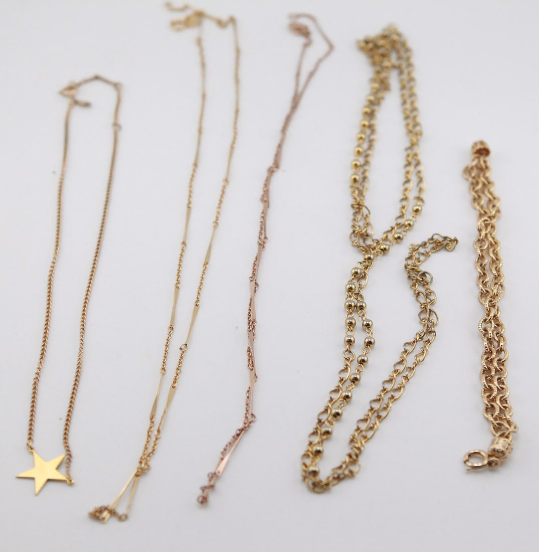 Lot of 5 Assorted Gold-Tone Necklaces and Bracelet (1 of 1)