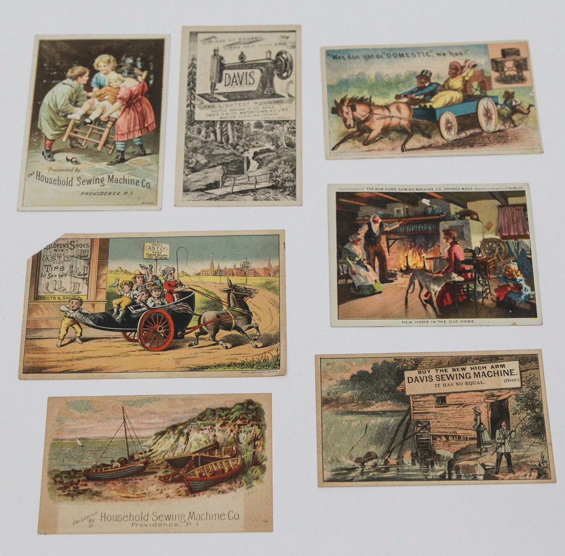 Lot of 7 Antique Victorian Sewing Machine Advertising Trade Cards (1 of 2)