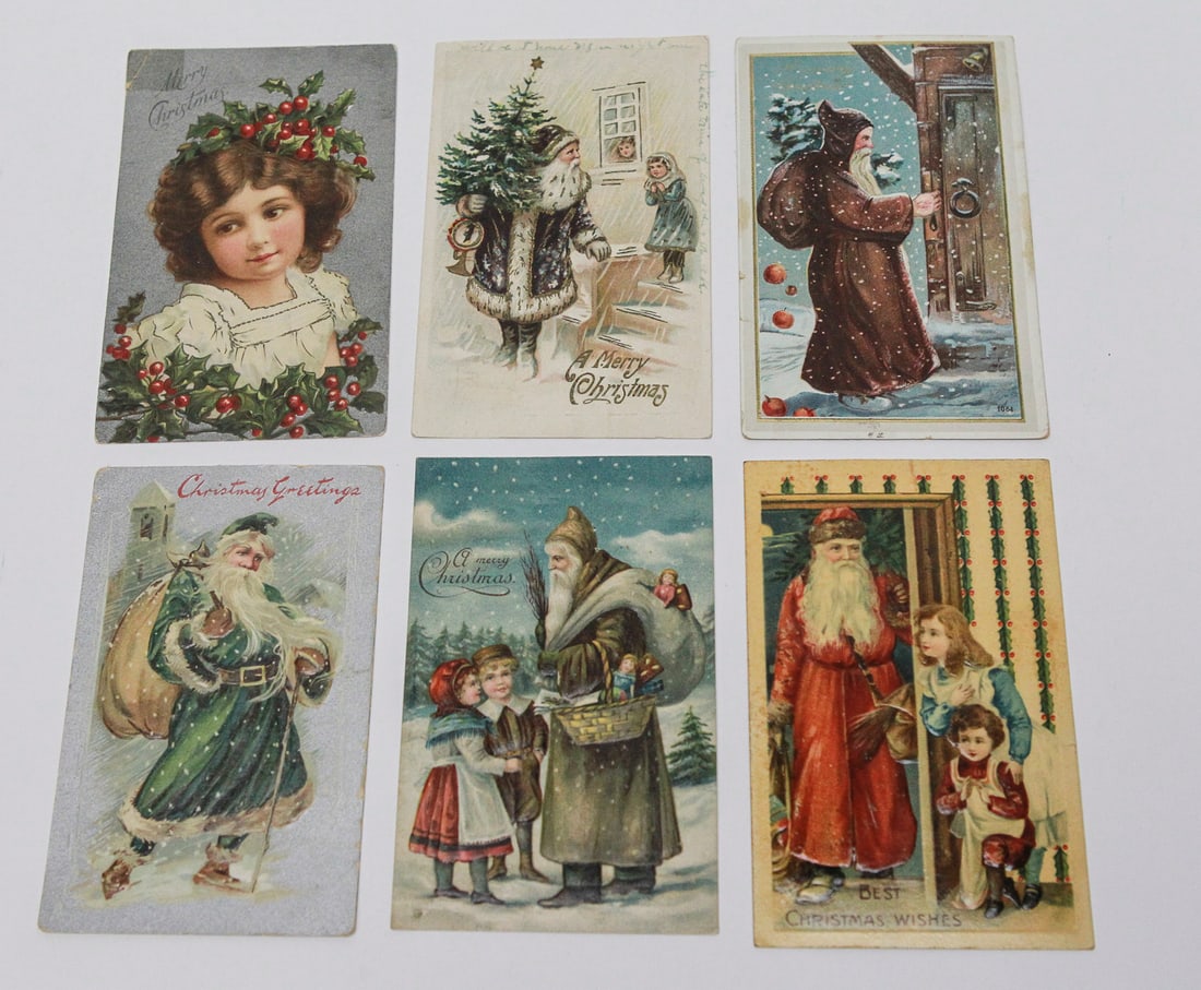 Six Antique Santa Claus Christmas Postcards (1 of 2)
